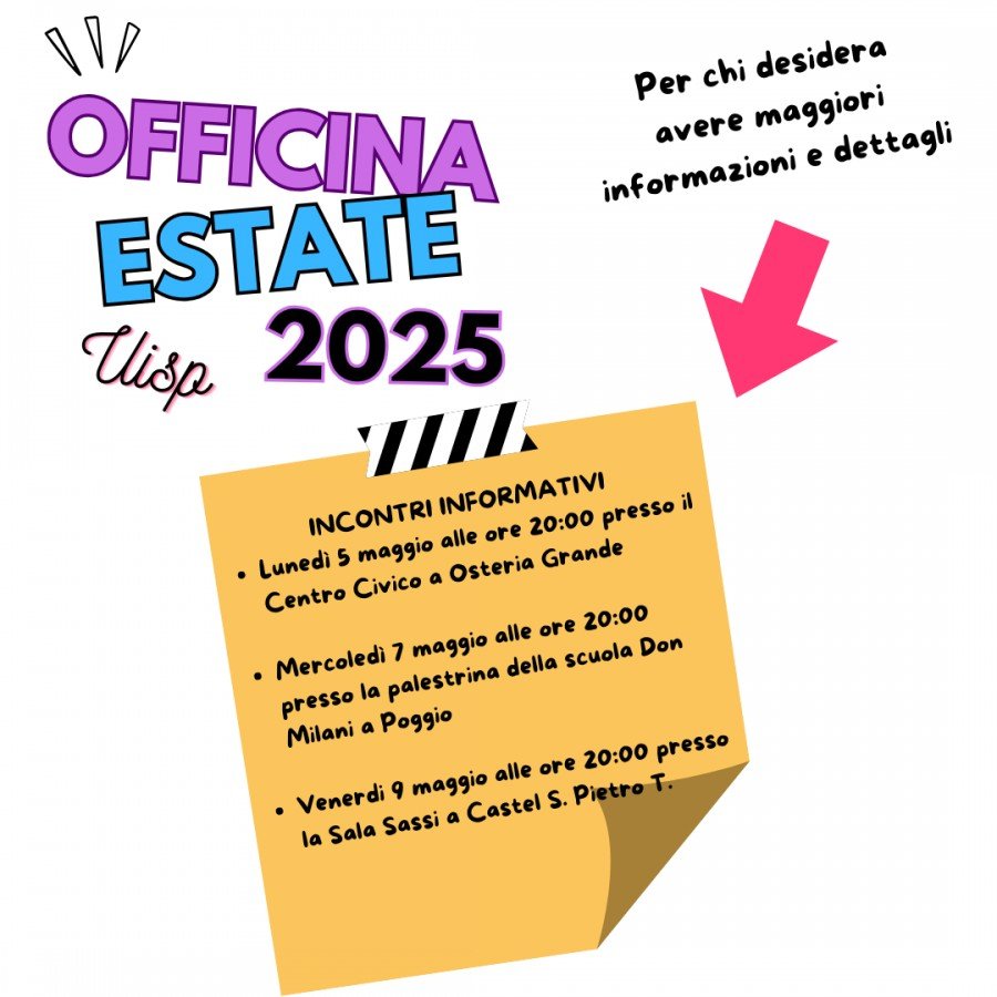 Incontri informativi Officina Estate UISP 2025
