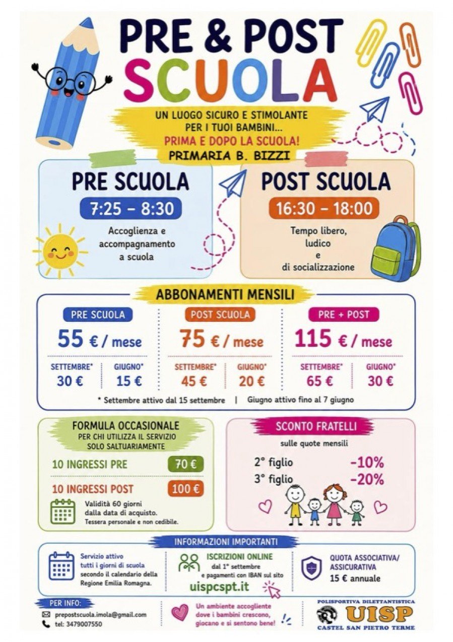 PRE E POST SCUOLA 2026/2027 IMOLA