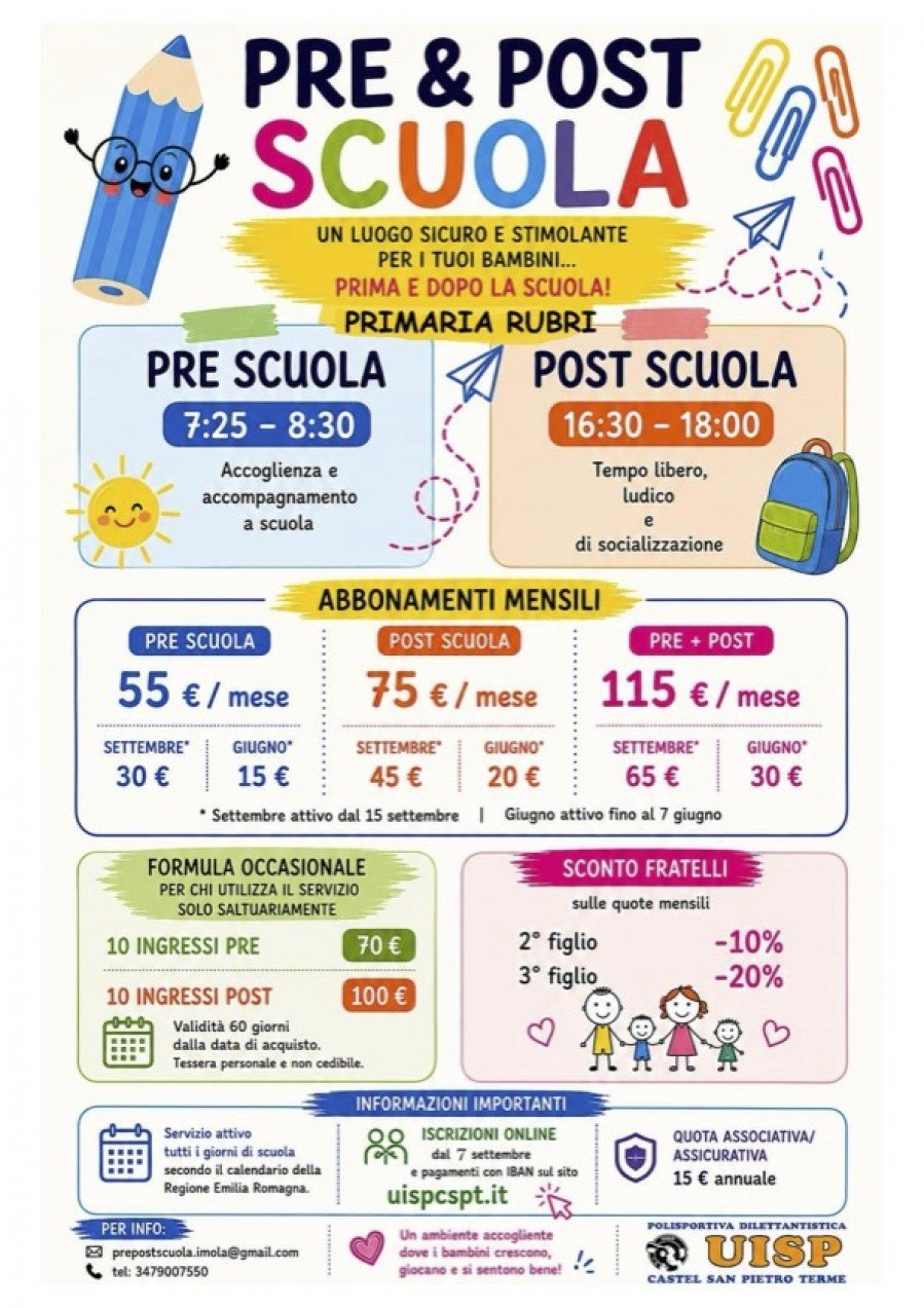 PRE E POST SCUOLA 2026/2027 IMOLA