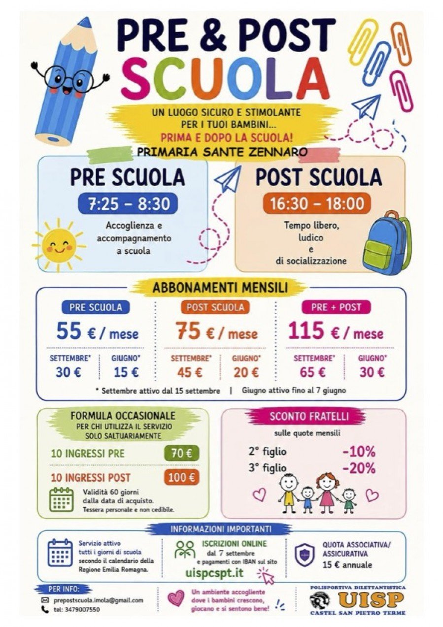 PRE E POST SCUOLA 2026/2027 IMOLA